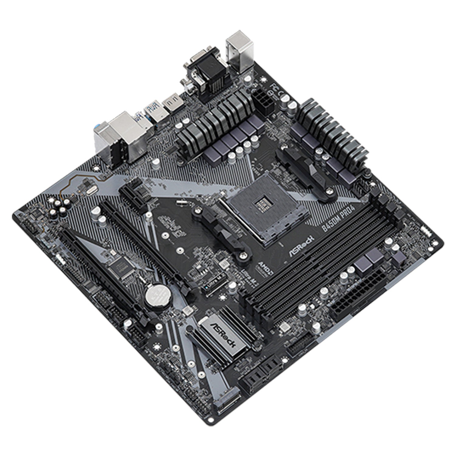AsRock B450 PRO4 R2.0 Motherboard, AMD AM4 Socket, AMD B450 Chipset, SATA 6Gbps Micro ATX  with DDR4 Up to 128GB, Dual M.2 For SSD, USB 3.2 Gen 2 ports, Support Windows 11 and VR Ready