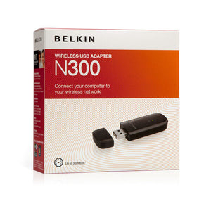 Belkin N300 Wireless USB Adapter for Desktop, Laptop with 2.4GHz, 300Mbps