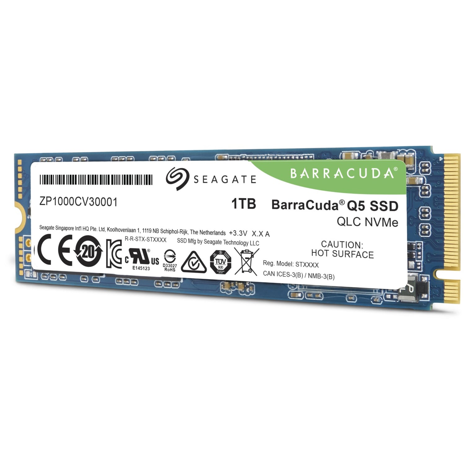 Seagate BarraCuda Q5 NVMe 1TB SSD, R/W Speed up to 2,400/1,700MB/s - (ZP1000CV3A0001)