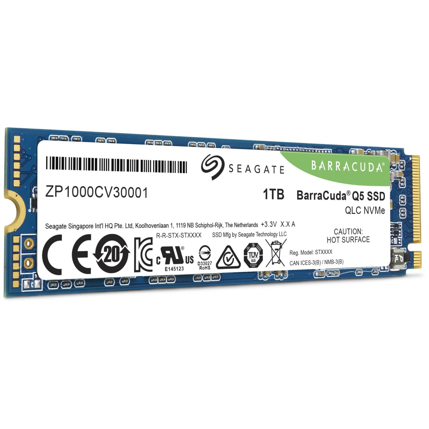 Seagate BarraCuda Q5 NVMe 1TB SSD, R/W Speed up to 2,400/1,700MB/s - (ZP1000CV3A0001)