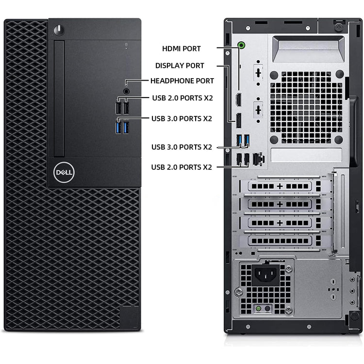 Dell OptiPlex 3060 Tower Desktop Computer PC, Intel Hexa-Core i5 - 8th Gen Up to 4.10 GHz Processor, 16GB DDR4 RAM, 512GB SSD, Windows 11 Pro, WIFI - Refurbished