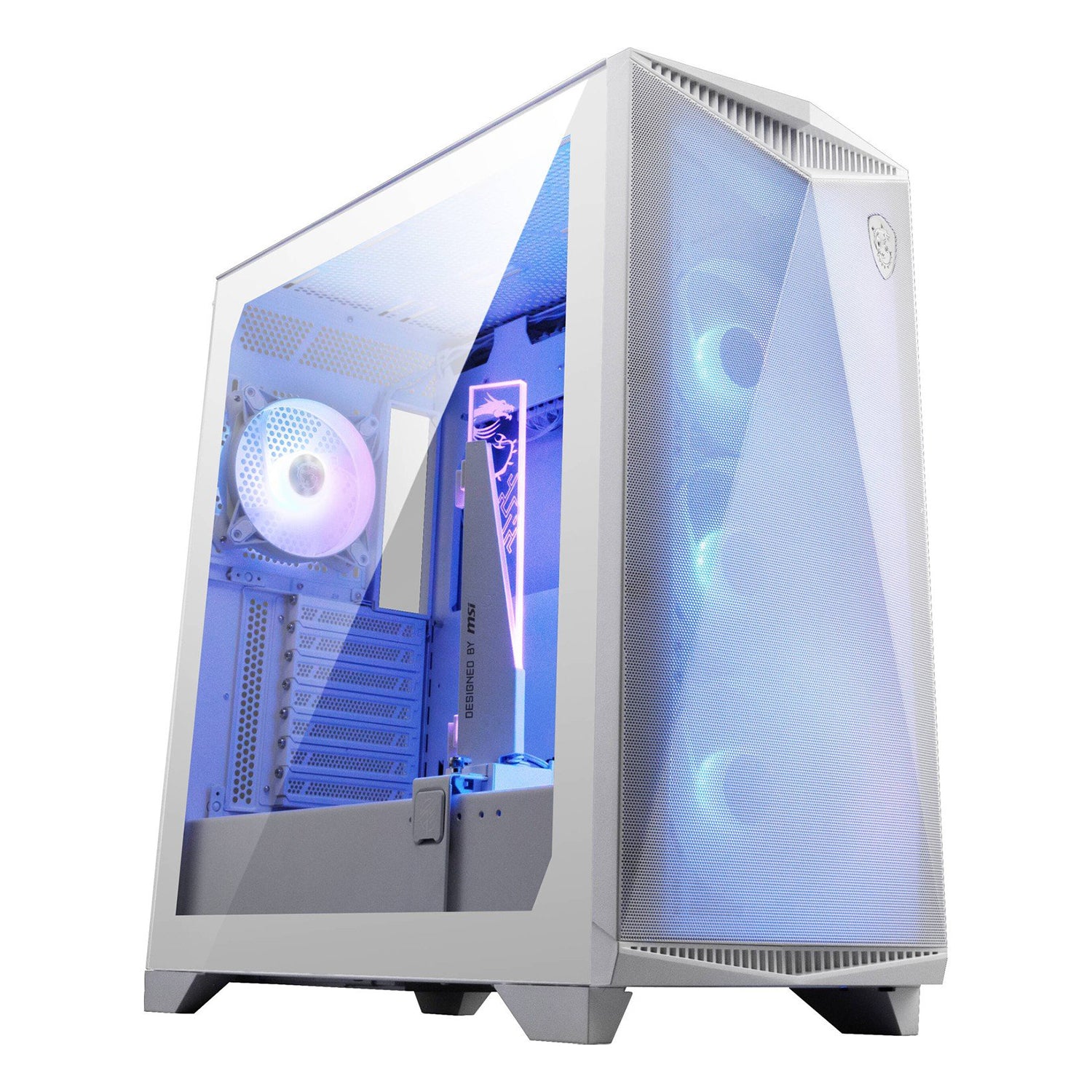 MSI MPG GUNGNIR 300R Airflow Mid-Tower ARGB Fan Gaming Case - Patented DIY friendly design with Omnidirectional Graphics Card - White / Black