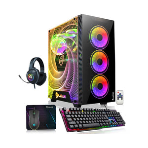 HAJAAN CYCLONIA RGB Gaming PC - AMD Ryzen 7 | GeForce RTX 4060 8GB / 3060 12GB GDDR6 GPU | 16GB - 32GB DDR4 RAM | 512GB NVMe - 2TB NVMe SSD | Mechnical Keyboard and Mouse - Wi-Fi, Bluetooth | Windows 11 Pro