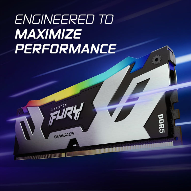 Kingston Fury 32GB (2x16GB) Technology Desktop Memory, CL32 DIMM Kit of 2 Fury Renegade RGB RAM - KF564C32RSAK2-32