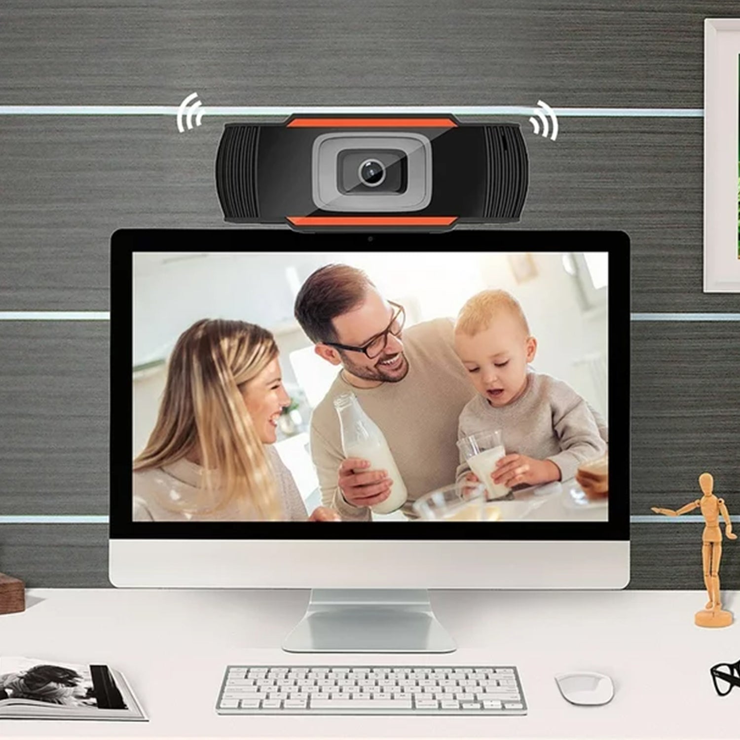 AQVIN 1080P High Resolution USB Webcam, Full HD Video Calling & Recording, Wide - Angle Lens, Built-in Noise Reduction microphone, Compatible with Laptops and Desktops