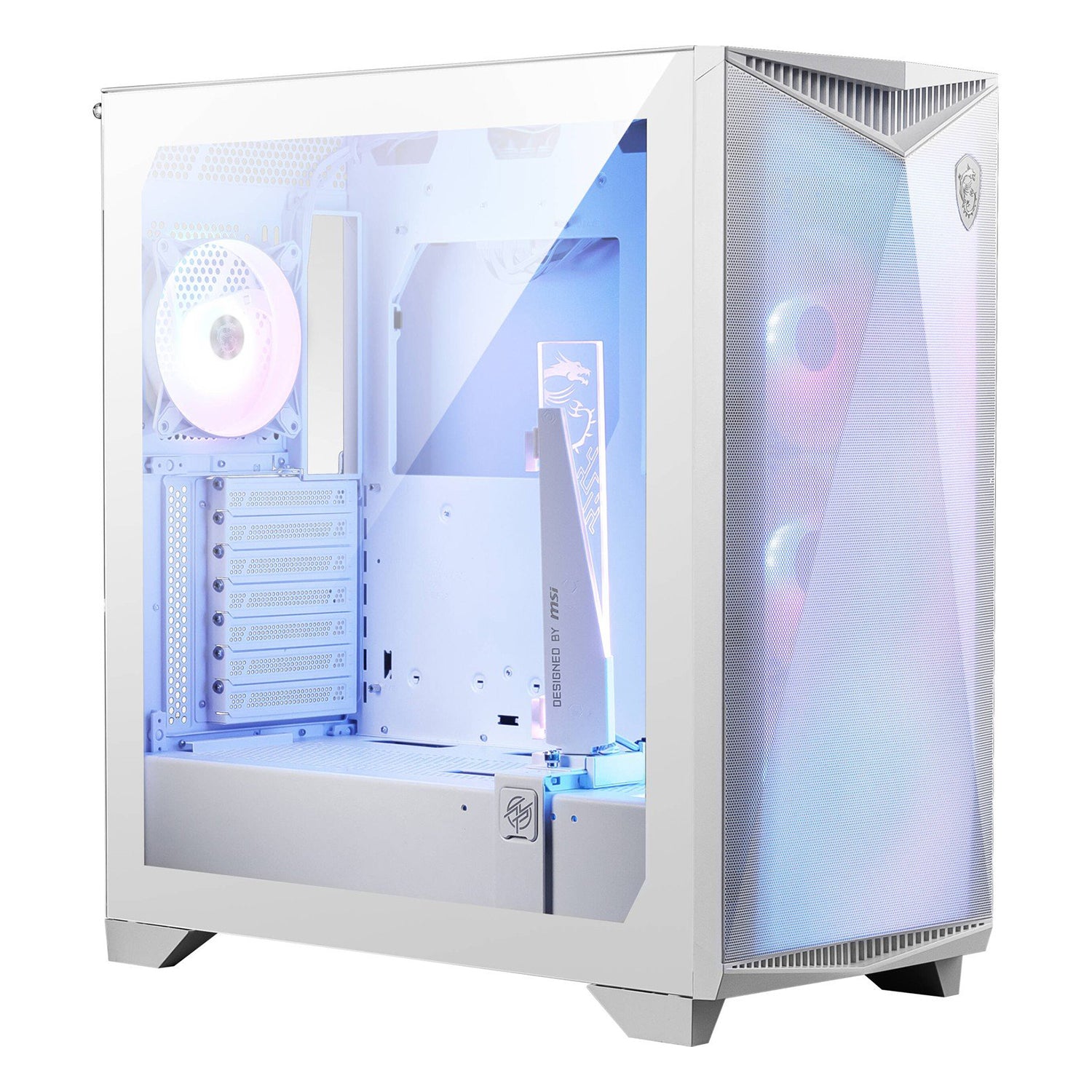 MSI MPG GUNGNIR 300R Airflow Mid-Tower ARGB Fan Gaming Case - Patented DIY friendly design with Omnidirectional Graphics Card - White / Black