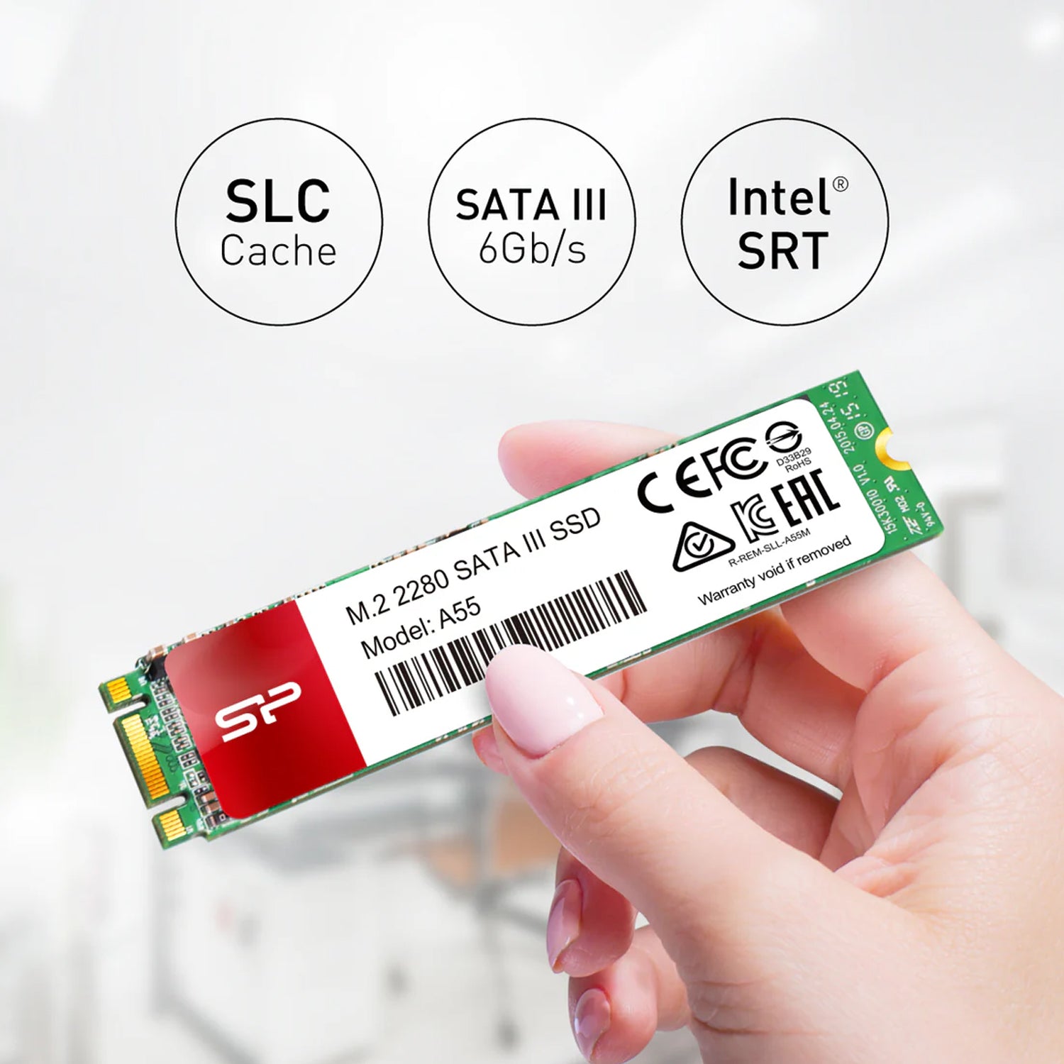 Silicon Power M.2 2280 SATA III A55 1TB SSD | R/W Speed up to 560/530MB/s - (SU001TBSS3A55M28AB)