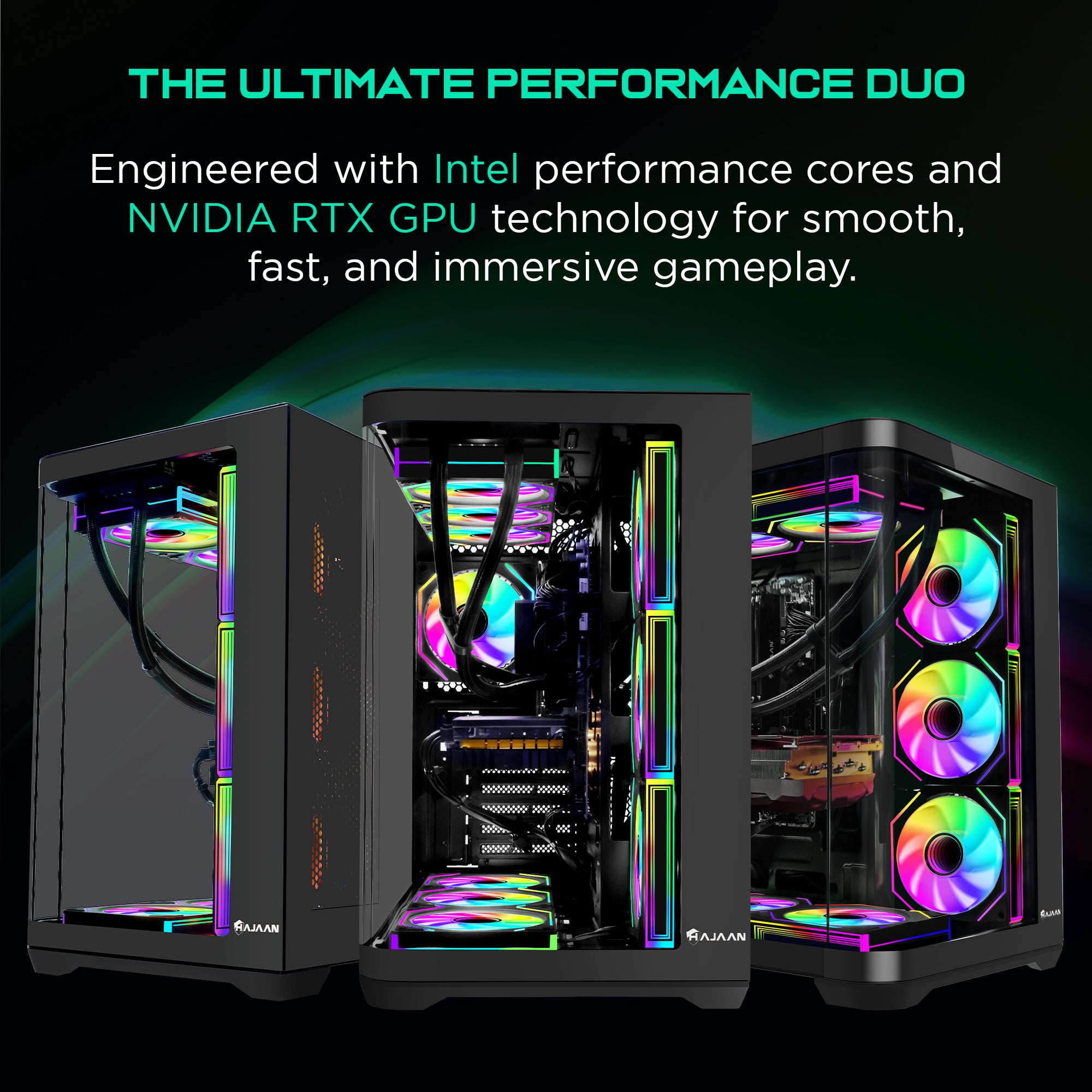 HAJAAN Liquid Cooled Gaming PC, Ryzen 7 9700X Up to 5.5 GHz Processor, GeForce RTX 5060 Graphics Card, 32GB DDR5 RAM, 1TB NVMe SSD, WiFi 6, Bluetooth / Windows 11 Pro, PhantomX