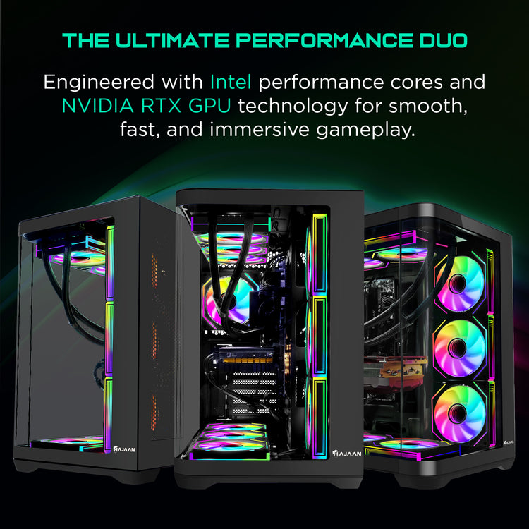 HAJAAN Liquid Cooling Gaming PC - Intel Core i7 - 12th Gen Processor, GeForce RTX 5060/ 5060Ti/ 5070 Graphics Card, 32GB DDR4 RAM, 1TB NVMe SSD, Windows 11 Pro - PhantomX