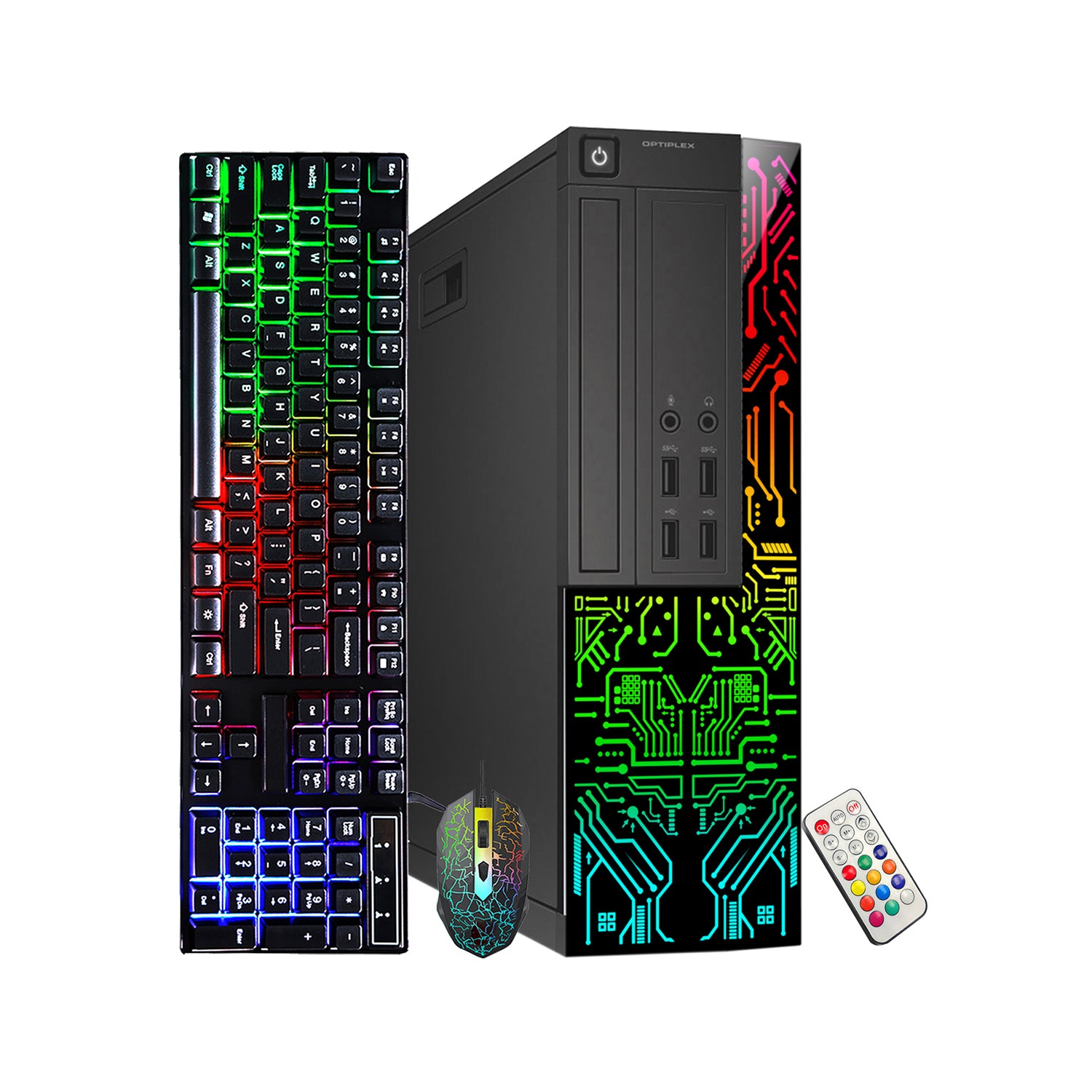Dell OptiPlex RGB Desktop PC, Intel Core i7, 16GB RAM, 512GB SSD, RGB Gaming Keyboard and Mouse, WiFi, Windows 10 Professional