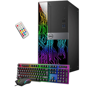 Custom Built RGB PC - Dell OptiPlex Gaming Desktop Tower, AMD/ NVIDIA Graphics, Intel i5 Hexa-Core Processor, 16GB - 32GB DDR4 RAM, 512GB - 1TB SSD, Windows 11 Pro, Keyboard Mouse - Refurbished