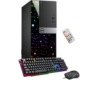 Custom Built RGB PC - Dell OptiPlex Gaming Desktop Tower, AMD/ NVIDIA Graphics, Intel i7 Hexa-Core Processor, 16GB - 32GB DDR4 RAM, 512GB - 1TB SSD, Windows 11 Pro, Keyboard Mouse - Refurbished