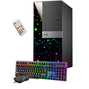 Custom Built RGB PC - Dell OptiPlex Gaming Desktop Tower, AMD/ NVIDIA Graphics, Intel i7 Hexa-Core Processor, 16GB - 32GB DDR4 RAM, 512GB - 1TB SSD, Windows 11 Pro, Keyboard Mouse - Refurbished