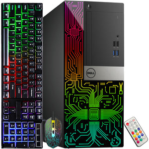 Custom Built RGB PC - Dell OptiPlex Gaming Desktop Tower, AMD/ NVIDIA Graphics, Intel i5 Hexa-Core Processor, 16GB - 32GB DDR4 RAM, 512GB - 1TB SSD, Windows 11 Pro, Keyboard Mouse - Refurbished