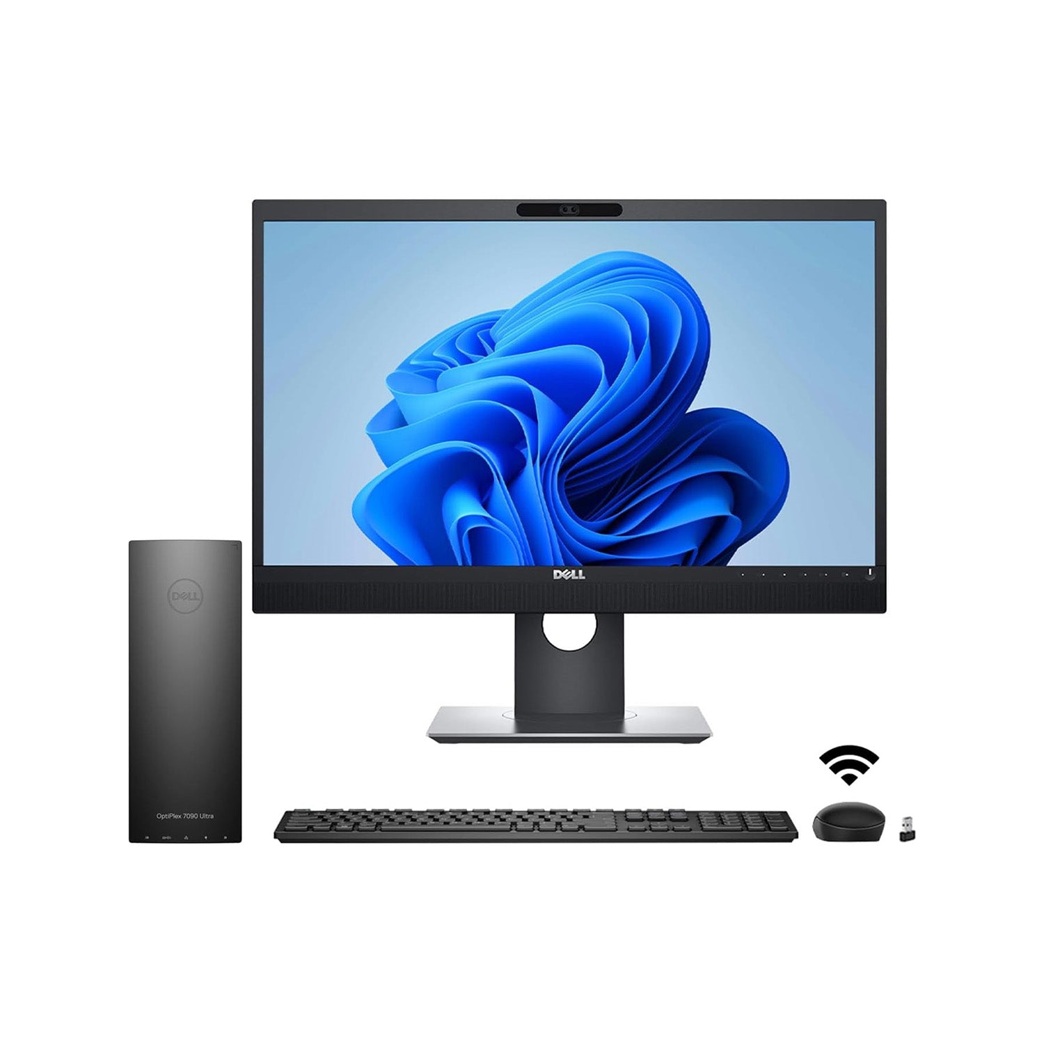 Dell OptiPlex 7090 UFF Desktop Computer With Dell 24-inch FHD Monitor for Video Conferencing - Intel Core i7-11th Gen Up to 4.80 GHz Processor, 16GB DDR4 RAM, 256GB NVMe SSD, Windows 11 Pro - Refurbished