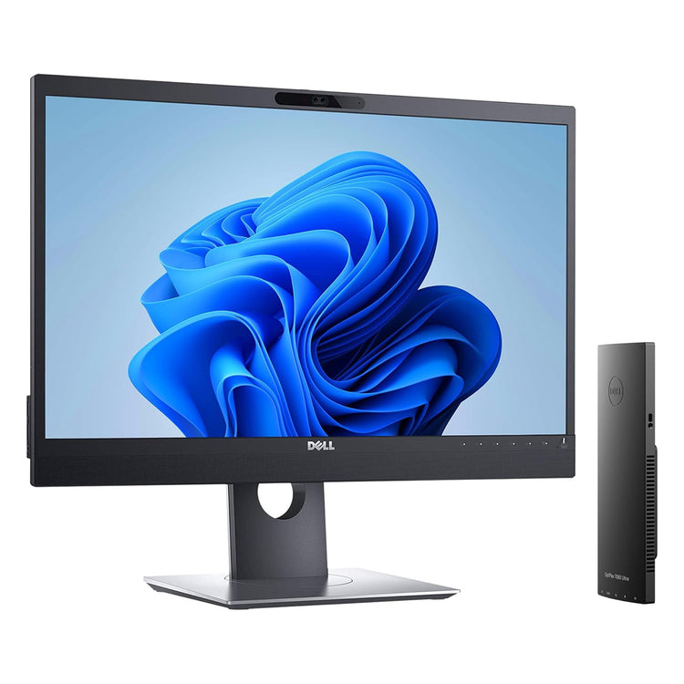 Dell OptiPlex 7090 UFF Desktop Computer With Dell 24-inch FHD Monitor for Video Conferencing - Intel Core i7-11th Gen Up to 4.80 GHz Processor, 16GB DDR4 RAM, 256GB NVMe SSD, Windows 11 Pro - Refurbished