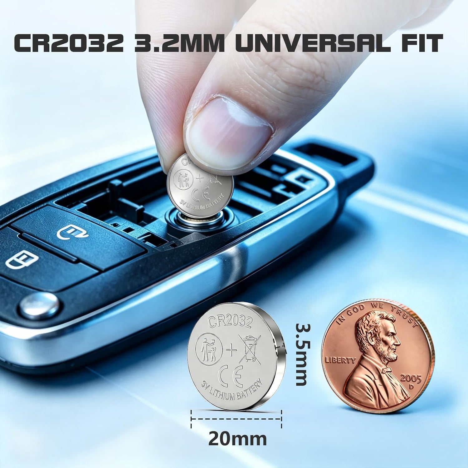 CR2032 3v 5 Pack Lithium Battery for Car Remote Key, Watches, Key Fobs.