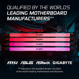 Kingston Fury 32GB (2x16GB) Technology Desktop Memory, CL32 DIMM Kit of 2 Fury Renegade RGB RAM - KF564C32RSAK2-32