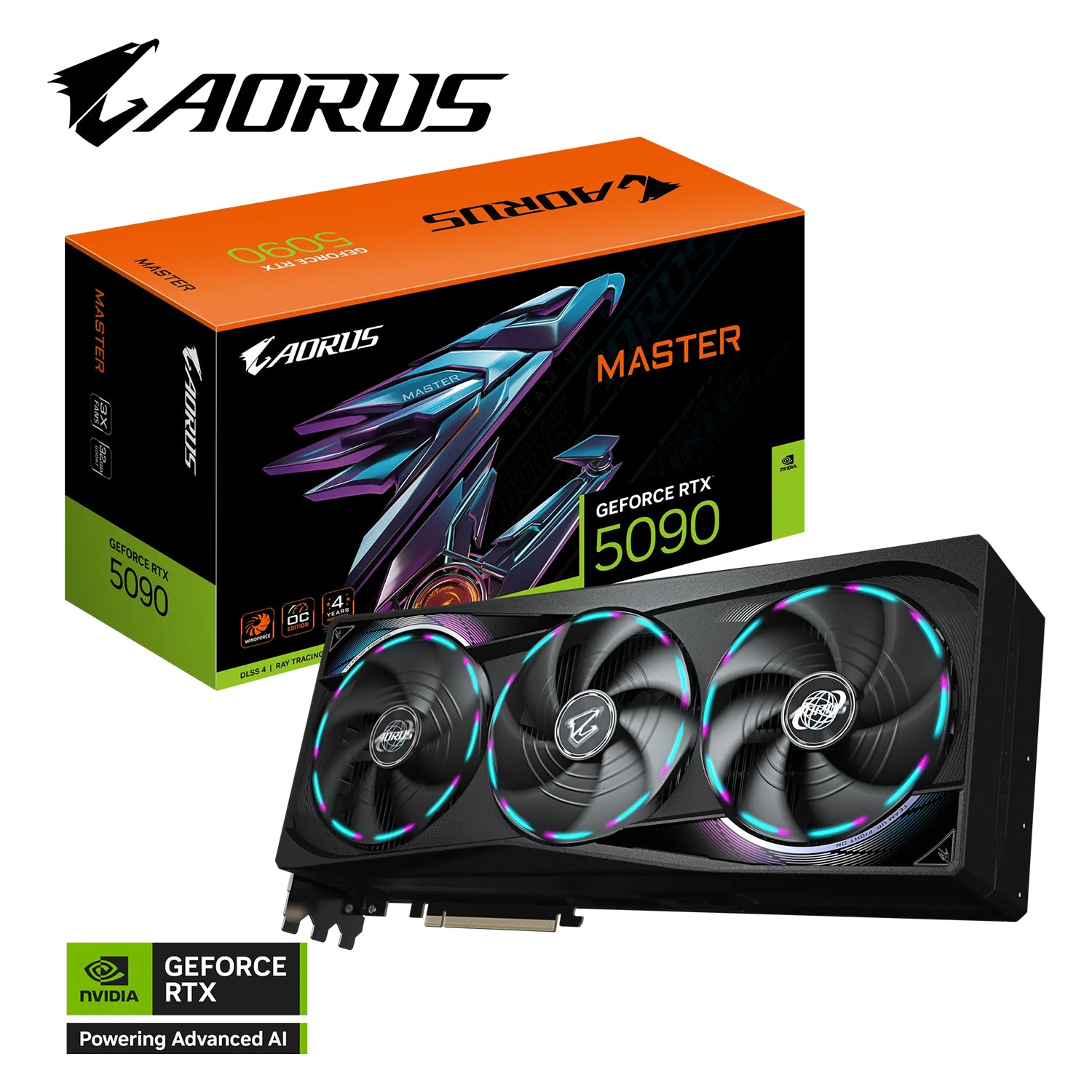 GIGABYTE AORUS GeForce RTX 5090 Master Graphics Card - 32GB GDDR7,   RGB Halo With HAWK Fan, 512-Bit Memory, 3x Display Port / HDMI - (GV-N5090AORUS M-32GD)