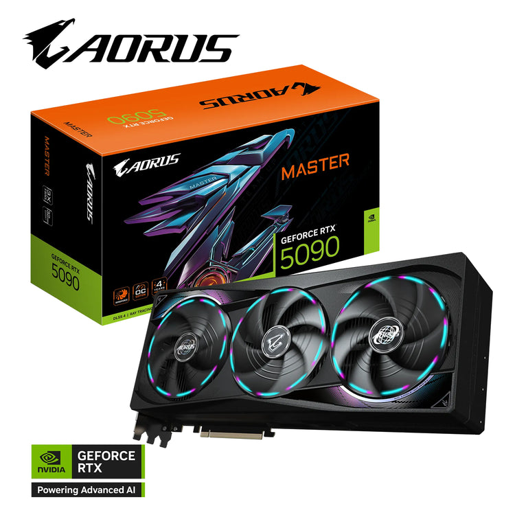 GIGABYTE AORUS GeForce RTX 5090 Master Graphics Card - 32GB GDDR7,   RGB Halo With HAWK Fan, 512-Bit Memory, 3x Display Port / HDMI - (GV-N5090AORUS M-32GD)