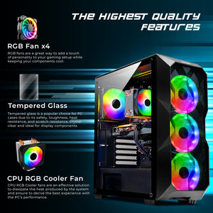 AQVIN AQB70 Gaming Desktop Computer PC Tower - Black (Intel Core i7 Processor up to 4.00 GHz/ 32GB DDR4 RAM/ 1TB - 2TB SSD/ GeForce RTX 3050, 3060 Graphics Card/ Windows 10 Pro) WiFi Ready