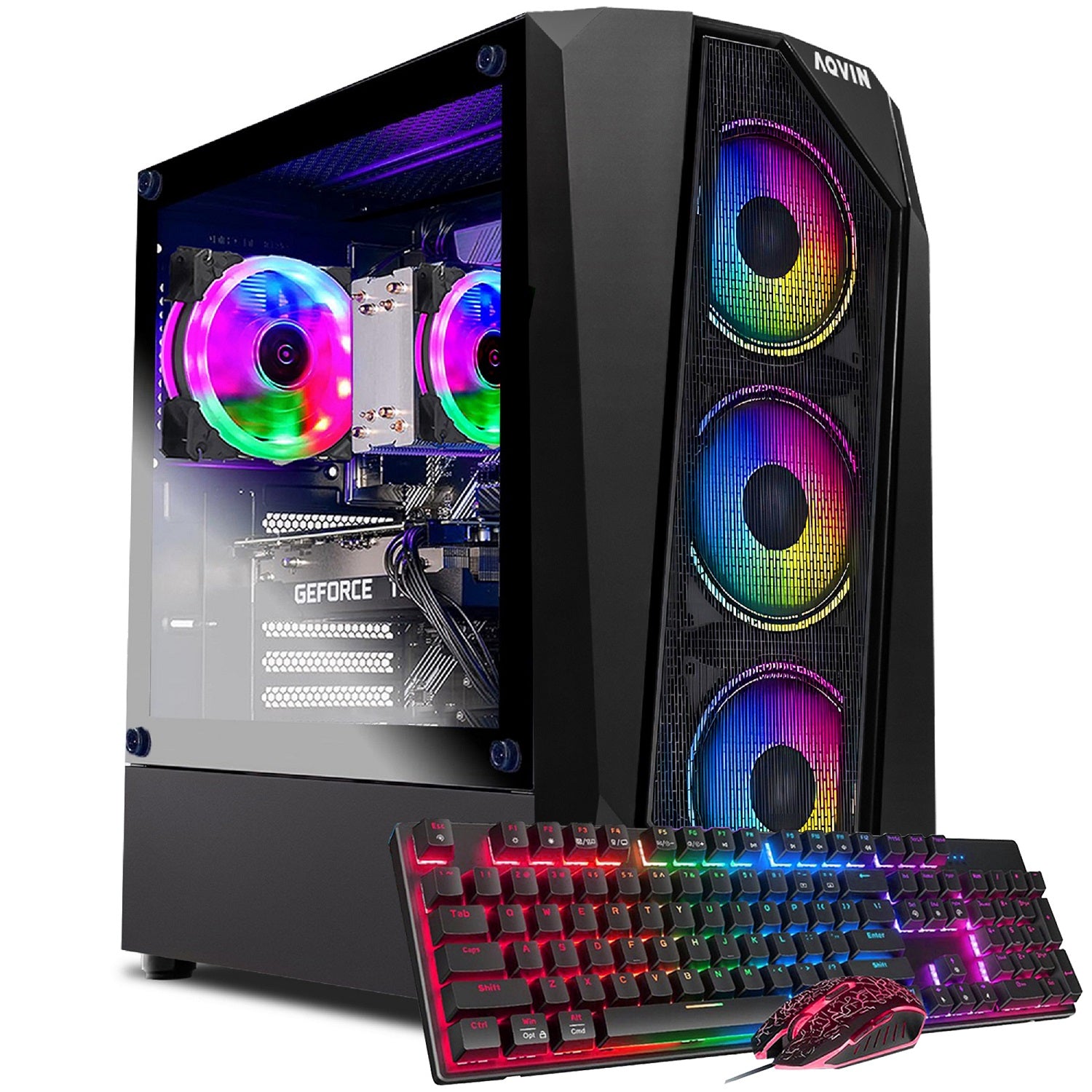 AQVIN AQ30 Series Gaming PC | Ray Tracing NVIDIA and AMD Graphics Card | Intel Core i7 - 6th/ 8th Gen CPU | 32GB RAM DDR4 | 1TB - 2TB SSD Storage | Windows 10/11 Pro | Gaming Keyboard Mouse