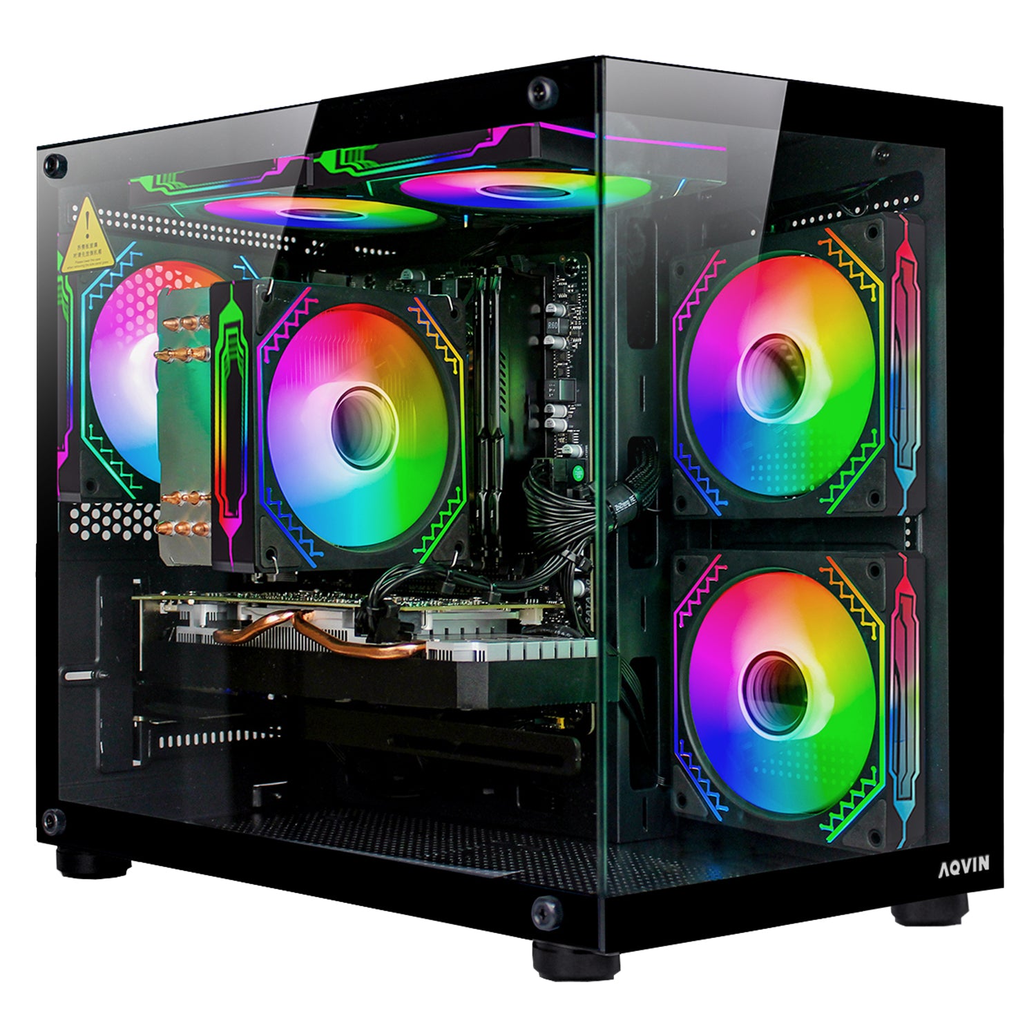 AQVIN NEON Windows 11 Pro Gaming PC - NVIDIA Graphics GeForce RTX 3050 6GB GDDR6, Intel Core i7 - 8th Gen Up to 4.60 GHz Processor, 32GB DDR4 RAM, 1TB NVMe SSD - 2TB NVMe SSD, RGB Keyboard Mouse
