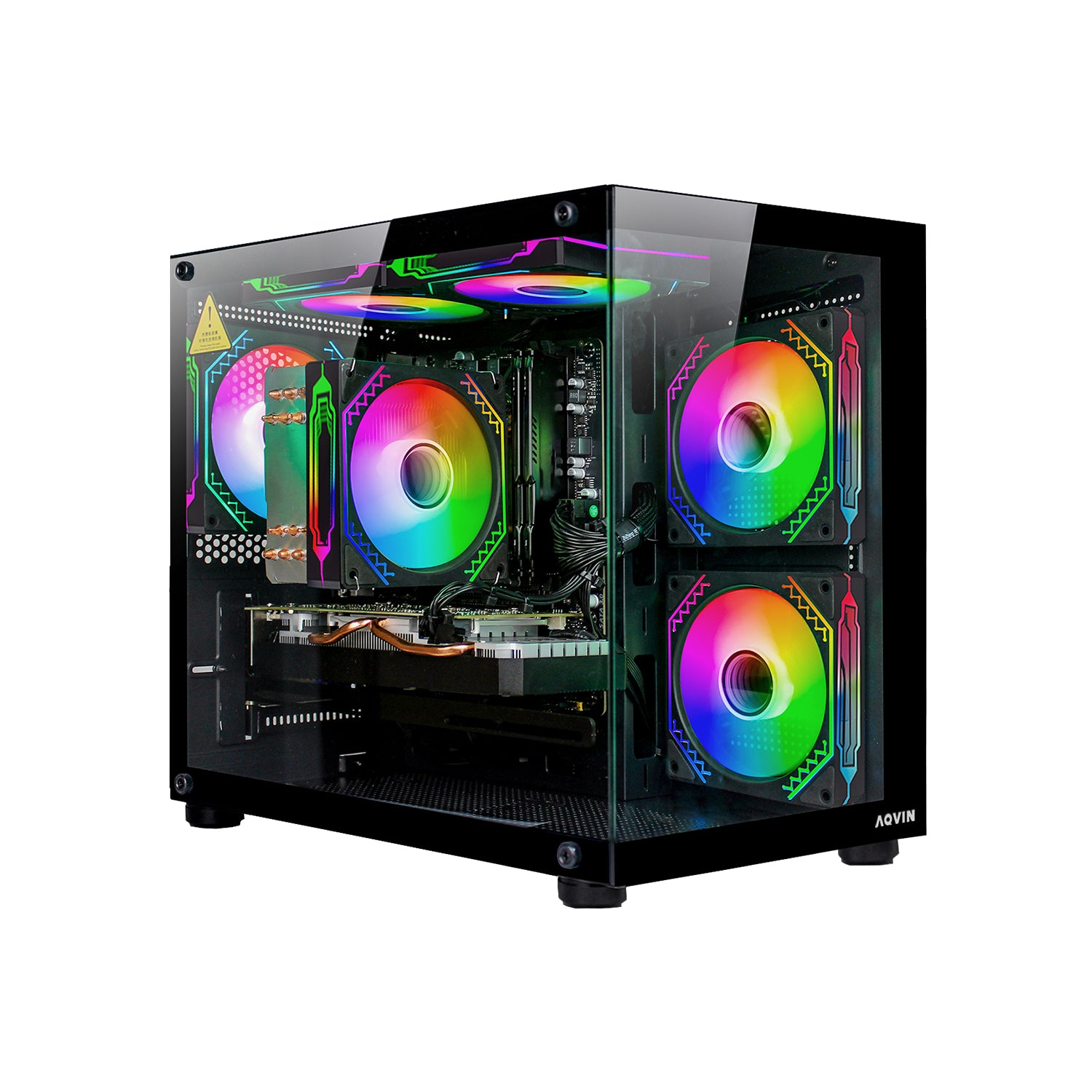 AQVIN NEON Windows 11 Pro Gaming PC - NVIDIA Graphics GeForce RTX 3050 6GB GDDR6, Intel Core i7 - 8th Gen Up to 4.60 GHz Processor, 32GB DDR4 RAM, 1TB NVMe SSD - 2TB NVMe SSD, RGB Keyboard Mouse