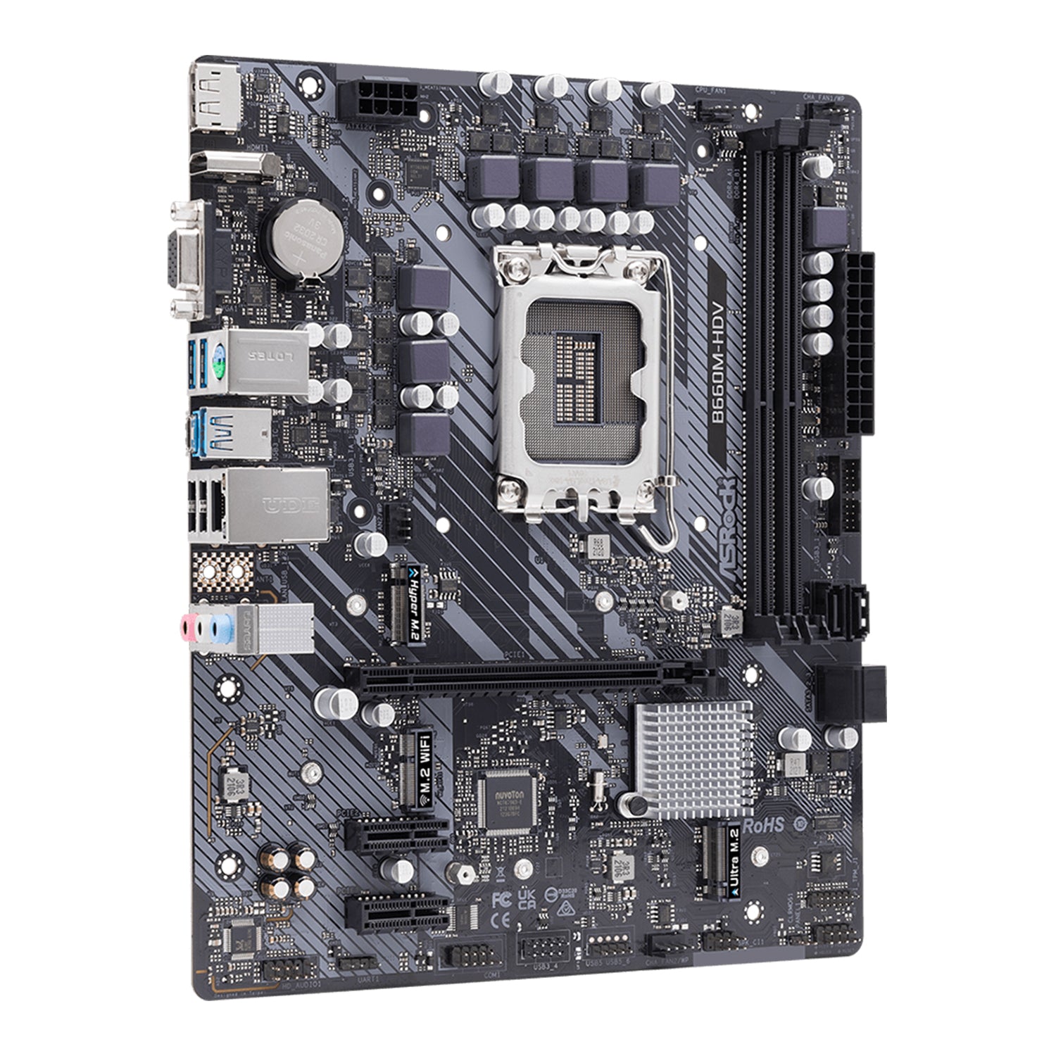 ASRock B660M-HDV Motherboard - Intel B660 Chipset, 4 x SATA3 6.0 Gb/s ATX With Full Spike Protection DDR4 Up to 64GB Max Memory, HDMI / Display Port