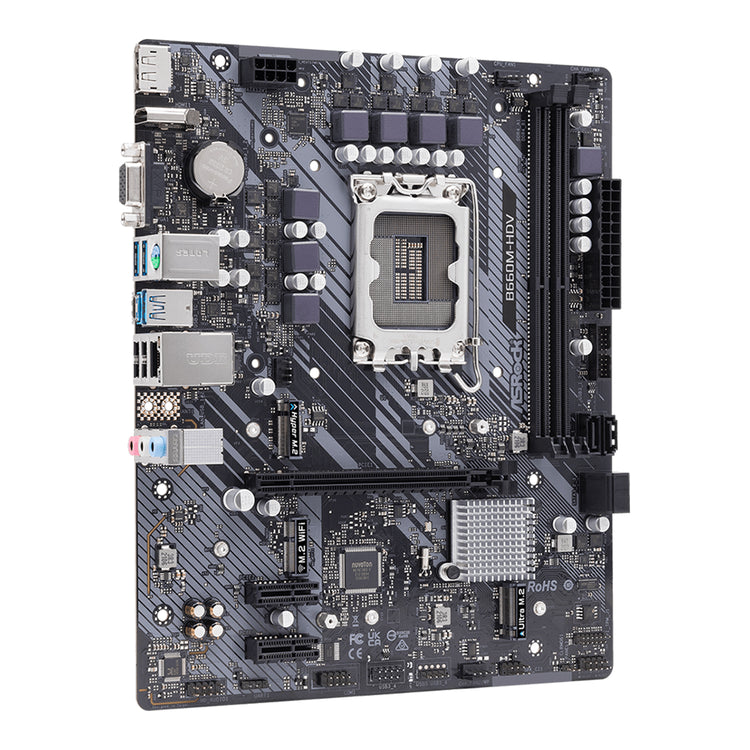 ASRock B660M-HDV Motherboard - Intel B660 Chipset, 4 x SATA3 6.0 Gb/s ATX With Full Spike Protection DDR4 Up to 64GB Max Memory, HDMI / Display Port
