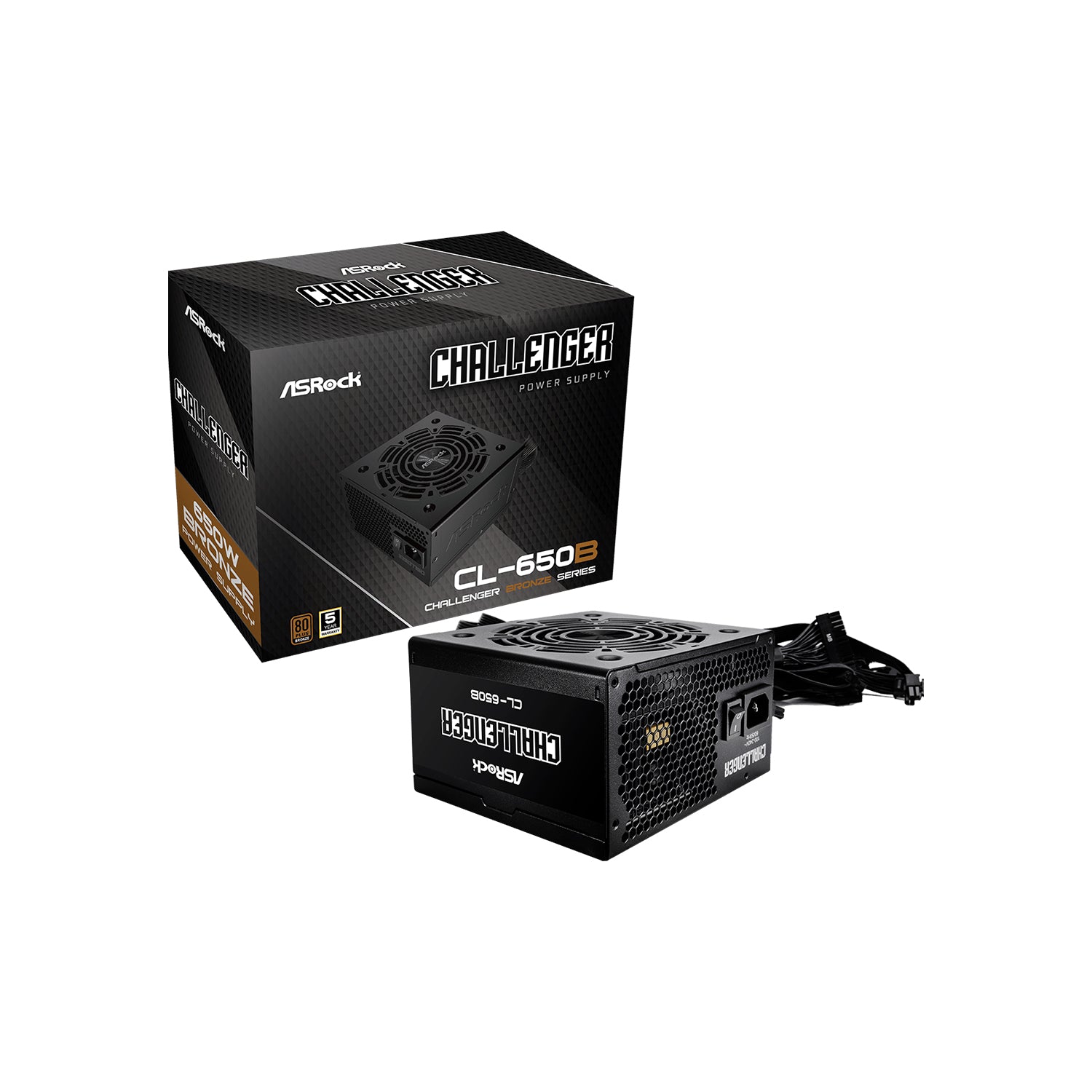 ASRock 650W Power Supply 80+Bronze - 120mm Golf-blade Fan With Built-in 5V BOOST function - (CL-650B)