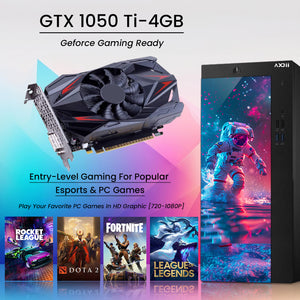 AXOII Spaceman Gaming PC, Intel Core i5/i7 Processor, Graphics Card - GTX 1050 / GTX 1650 / RTX 3050, 32GB DDR4 RAM, 1TB M.2 NVMe SSD, 24/27 Inch Gaming Monitor, Bluetooth - Windows 11 Pro