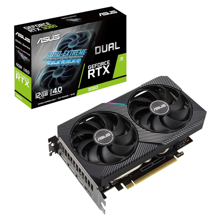 ASUS Dual GeForce RTX 3060 V2 OC Edition Gaming Graphics Card - 12GB GDDR6, 192-Bit Memory, Axial-tech Fan Design With 2-Slot design, 3x Display Port, 1x HDMI