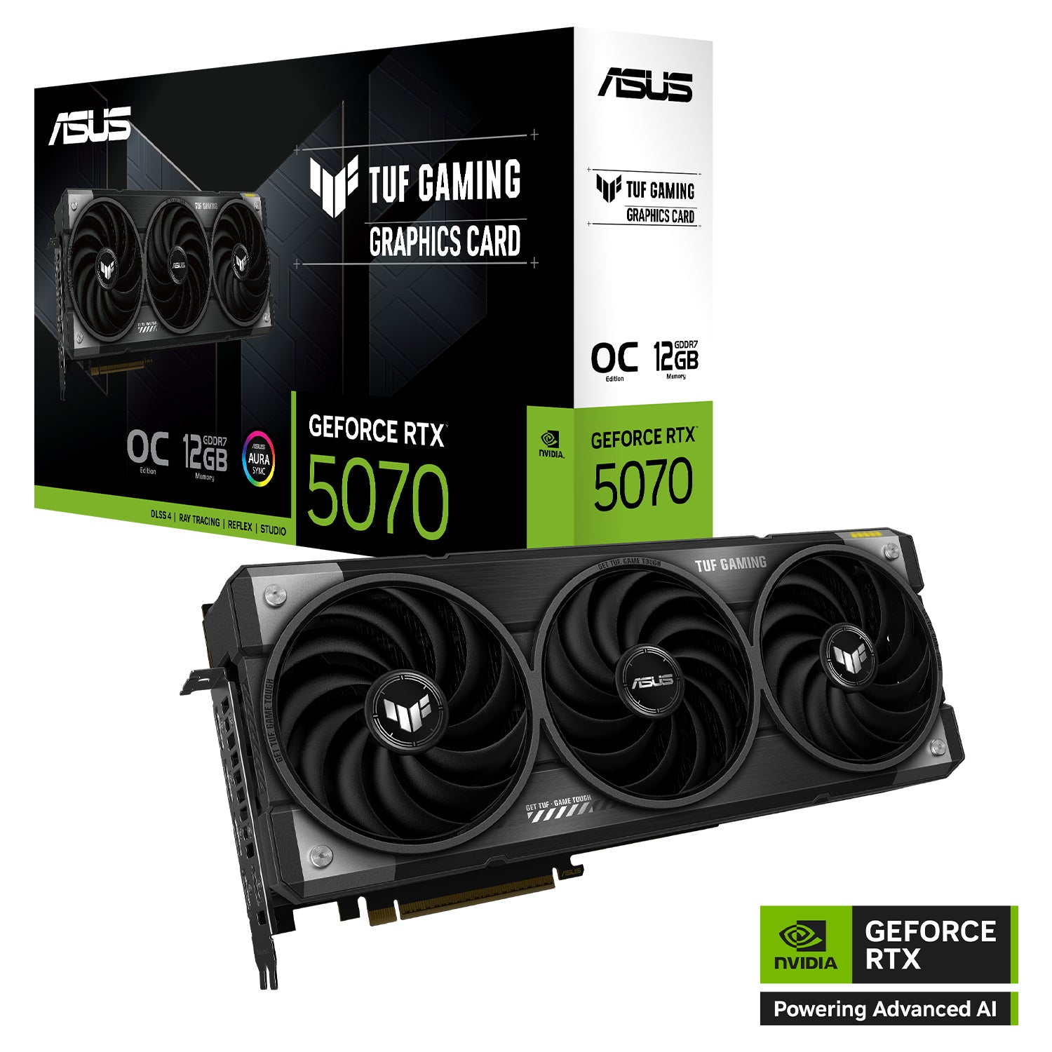 ASUS TUF Gaming GeForce RTX 5070 OC Edition Graphics Card - Axial-Tech Fans With Auto-Extreme Technology, 192-Bit Memory, 3x Display Port / 2x HDMI - (TUF-RTX5070-O12G-GAMING)