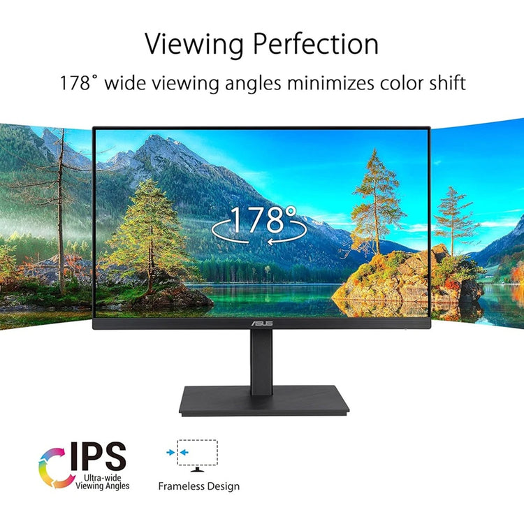 ASUS VA24EQSB 23.8-Inch FHD Frameless Design Eye Care Monitor - 75Hz Refresh Rate, Low Blue Light With Flicker-Free, Wall Mountable, HDMI / Display Port