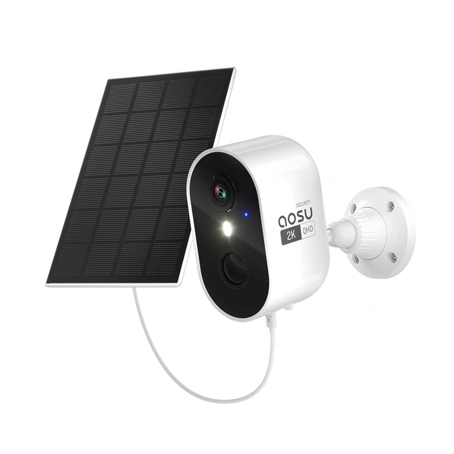 AOSU C7L | 4MP Wireless Outdoor Battery Camera With Solar Panel | Color Night Vision | PIR Human Motion Detection | 2-Way Audio and Waterproof | Compatible With Alexa and Google Assistant