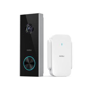 AOSU V8P Wireless Doorbell Camera with 2K Resolution, Battery-Powered Video Doorbell with Chime, Compatible With Alexa and Google Assistant - No Monthly Fee