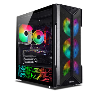 AQVIN AQ20 Gaming Desktop Computer Combo, New 24 inch/ 27 inch Gaming Curved monitor (Intel Hexa Core i7 Processor| 32GB DDR4 RAM| 1TB - 2TB SSD| GTX 1660s, RTX 3050, 3060, 4060| Windows 11 Pro)