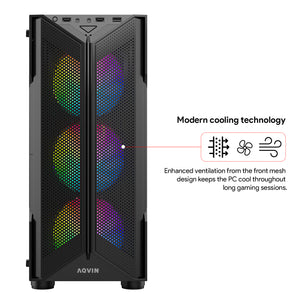 AQVIN AQ20 Gaming Desktop Computer Combo, New 24 inch/ 27 inch Gaming Curved monitor (Intel Hexa Core i7 Processor| 32GB DDR4 RAM| 1TB - 2TB SSD| GTX 1660s, RTX 3050, 3060, 4060| Windows 11 Pro)