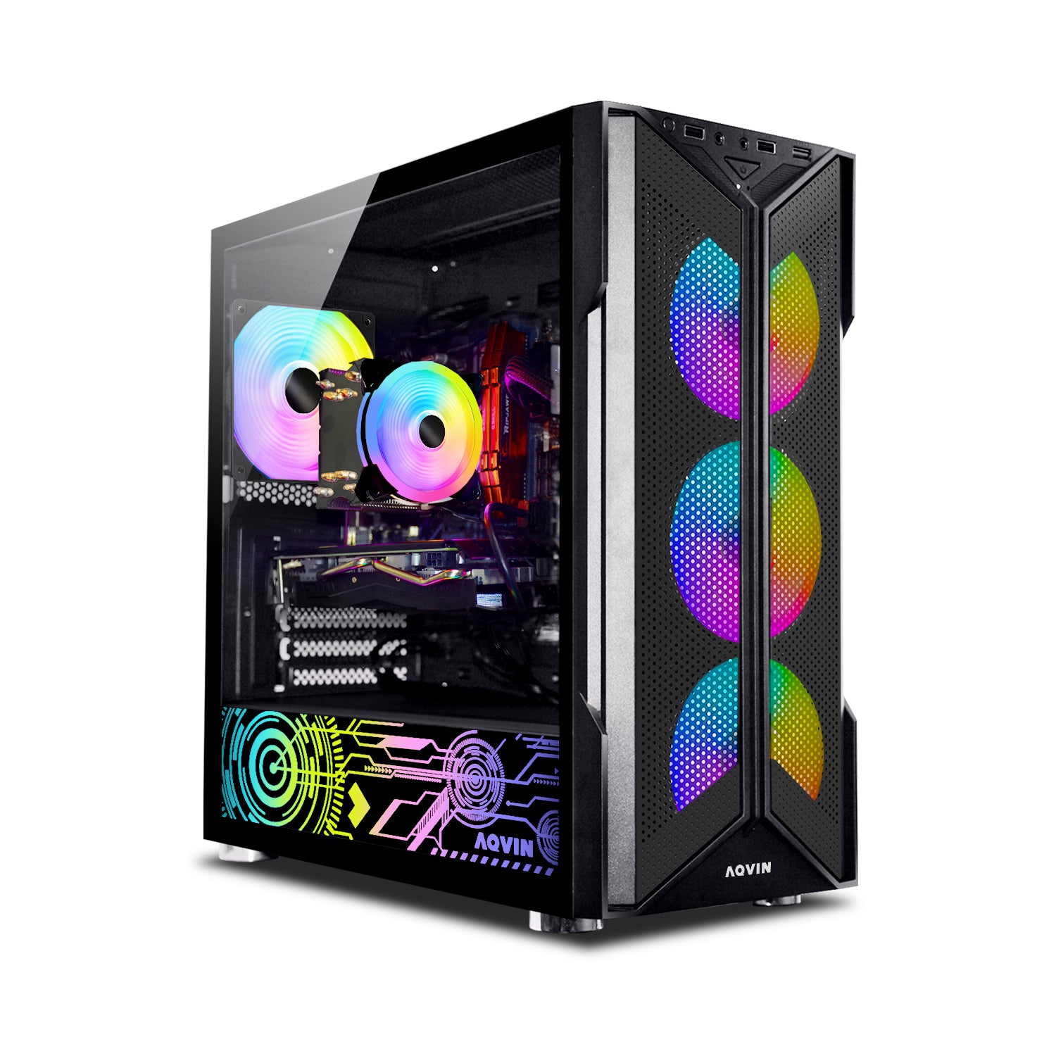 Gaming Desktop PC - Intel Core i7 8th Gen, 16GB / 32GB RAM, 512GB NVMe SSD + 500GB HDD, GT 1030 / RX 550 Graphics Card, Windows 11 Pro - Refurbished
