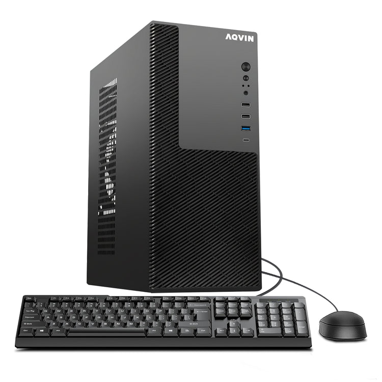 AQVIN MTX60 MiniTower Computer PC - Intel i5/ i7 - 8th Gen Processor, 16GB - 32GB DDR4 RAM, 512GB - 1TB NVMe SSD, Windows 11 Pro, Wired Keyboard & Mouse, AX900 WiFi + Bluetooth Adapter - New
