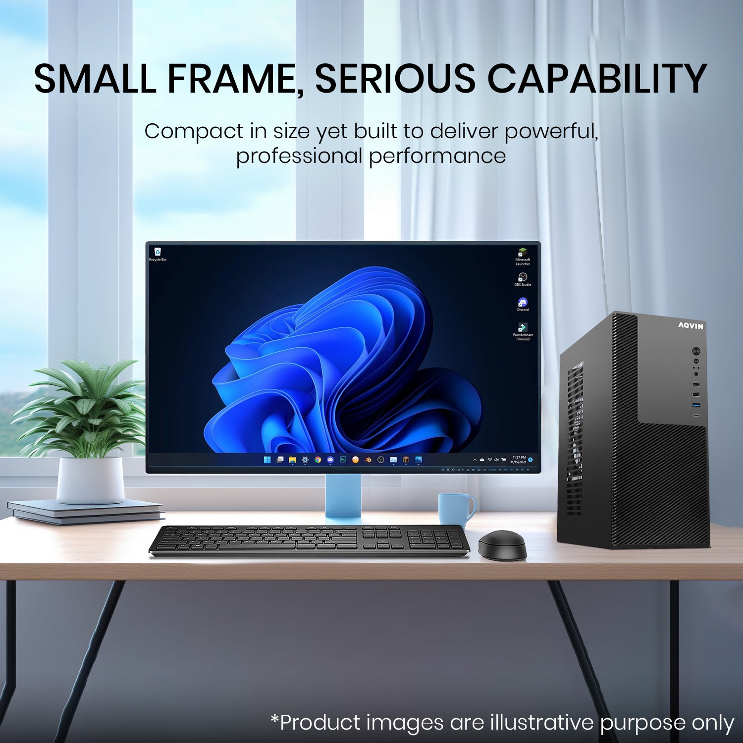 AQVIN Compact Business Desktop - Intel i5/ i7 - 9th Gen Processor, 16GB - 32GB DDR4 RAM, 512GB - 1TB NVMe SSD, Windows 11 Pro - MTX60