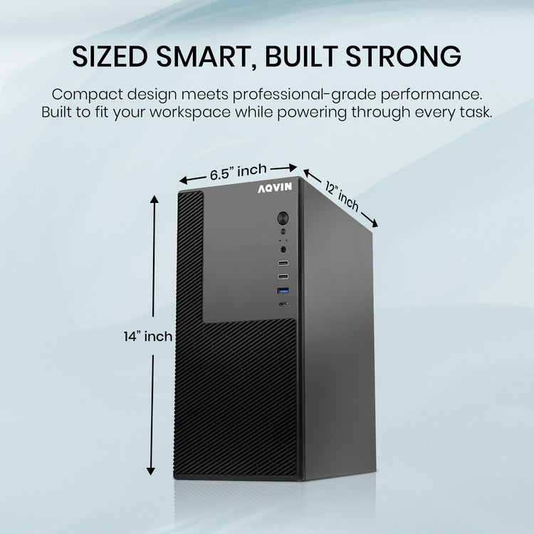 AQVIN Compact Business Desktop - Intel i5/ i7 - 9th Gen Processor, 16GB - 32GB DDR4 RAM, 512GB - 1TB NVMe SSD, Windows 11 Pro - MTX60