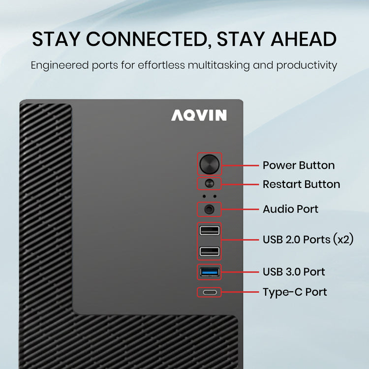AQVIN Compact Business Desktop - Intel i5/ i7 - 9th Gen Processor, 16GB - 32GB DDR4 RAM, 512GB - 1TB NVMe SSD, Windows 11 Pro - MTX60