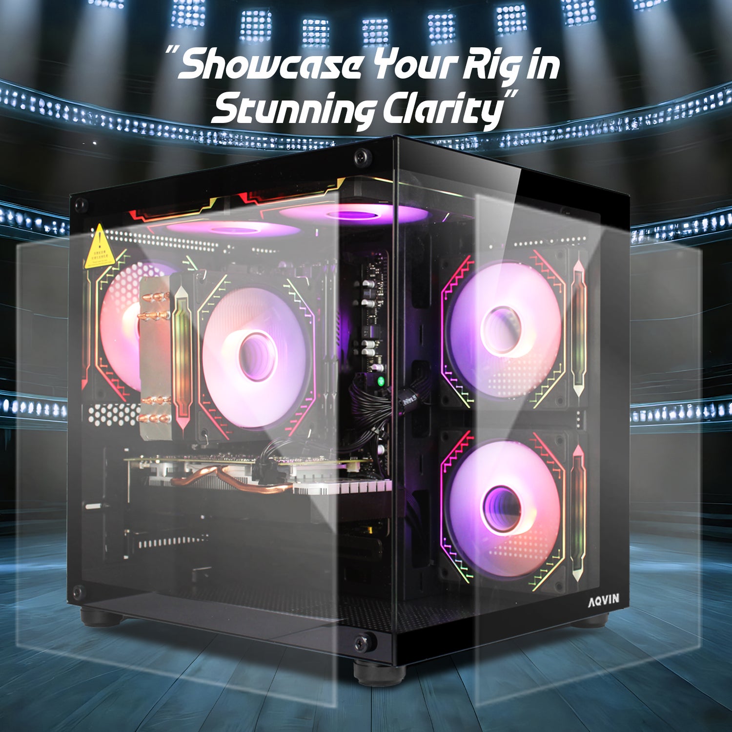 AQVIN NEON Windows 11 Pro Gaming PC - NVIDIA Graphics GeForce RTX 3050 6GB GDDR6, Intel Core i7 - 8th Gen Up to 4.60 GHz Processor, 32GB DDR4 RAM, 1TB NVMe SSD - 2TB NVMe SSD, RGB Keyboard Mouse