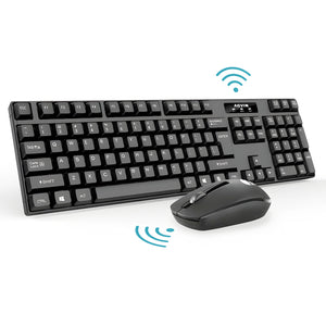 AQVIN QC220-W Wireless Keyboard and Mouse Combo for Windows - Ergonomic Design, 2.4GHz Wireless, USB 2.0 Interface, Compatible with PC & Laptop