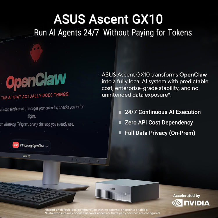 ASUS Ascent GX10 Ultra-Small AI Supercomputer - NVIDIA GB10 Grace Blackwell | 128GB Unified Memory | DGX Spark Developer Desktop