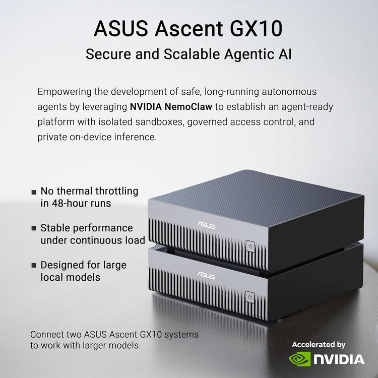 ASUS Ascent GX10 Ultra-Small AI Supercomputer - NVIDIA GB10 Grace Blackwell | 128GB Unified Memory | DGX Spark Developer Desktop