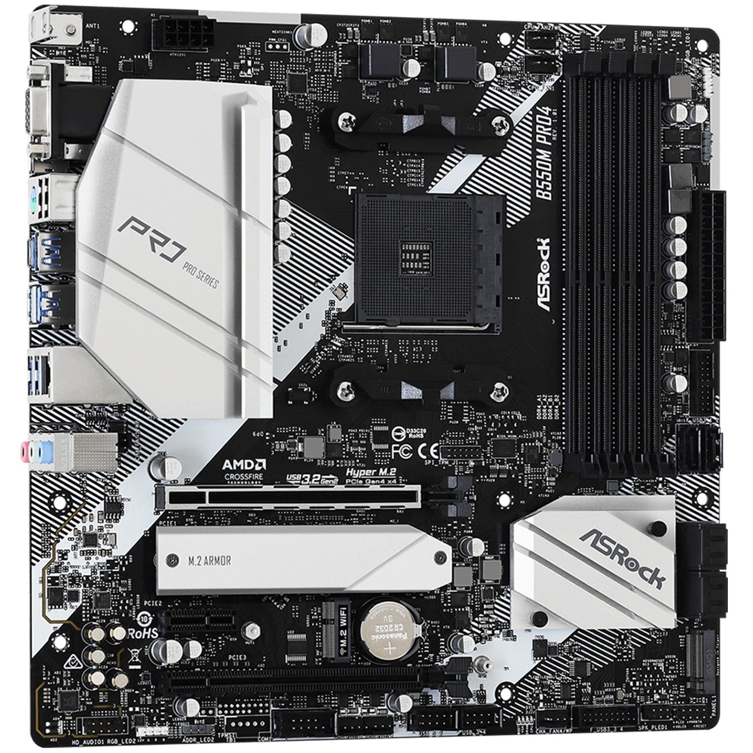 ASRock B550M PRO4 AMD StoreMI Technology Motherboard, ATX - Support AMD Ryzen 3000G/ 4000G/ 5000G Series Desktop processors, 128GB DDR4 Max Memory, HDMI, DisplayPort