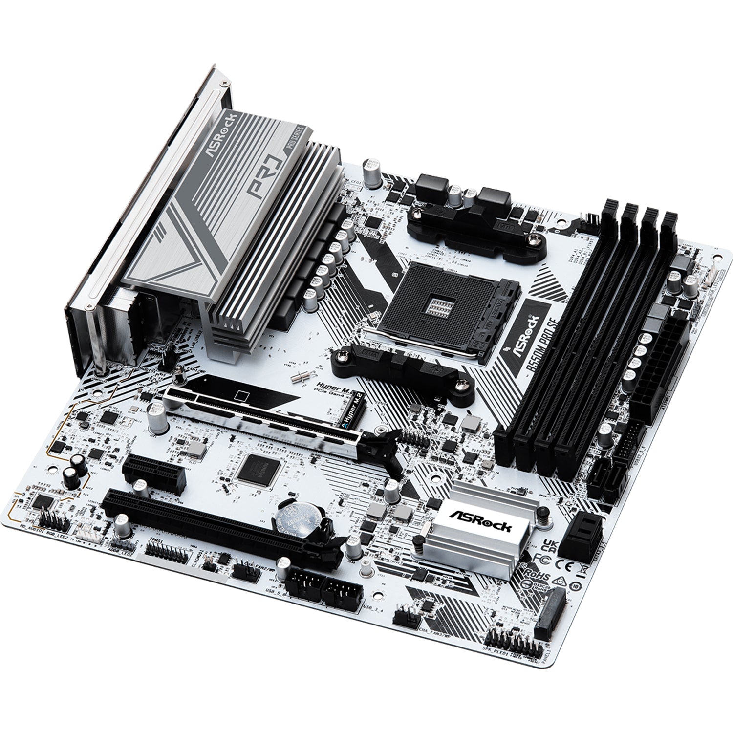 ASRock B550M Pro SE Motherboard - AMD PRO565 Chipset, AM4 Socket, SATA3  6Gbps ATX With DDR4 Up to 128GB Max Memory, Dual M.2 For SSD, HDMI, DisplayPort